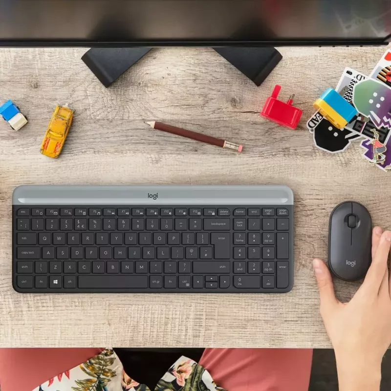 Logitech MK470 langaton näppäimistö+hiiri, grafiitti, hiiri mukana, QWERTY US, USB