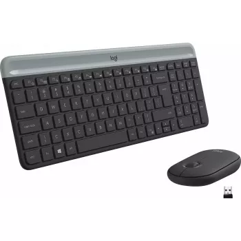 Logitech MK470 langaton näppäimistö+hiiri, grafiitti, hiiri mukana, QWERTY US, USB