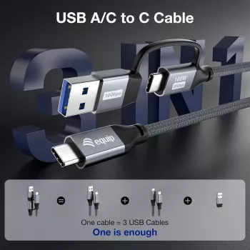 Equip 128431 USB-kaapeli USB 3.2 Gen 2x2 1 m USB A/USB C USB C musta