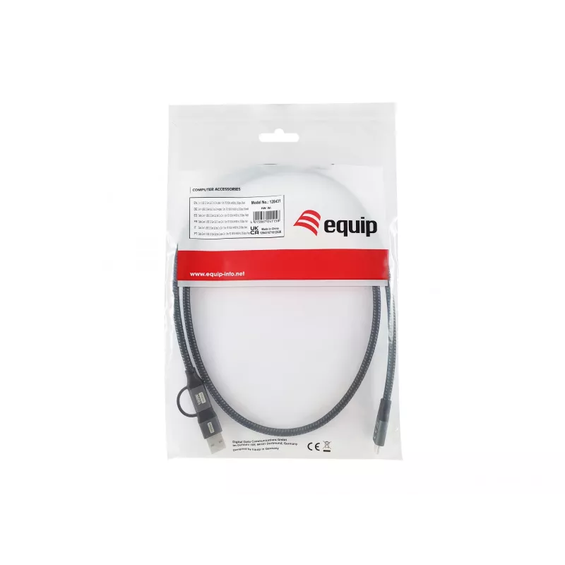 Equip 128431 USB-kaapeli USB 3.2 Gen 2x2 1 m USB A/USB C USB C musta