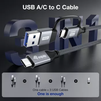 Equip 128432 USB-kaapeli USB 3.2 Gen 2x2 2 m USB A/USB C USB C musta