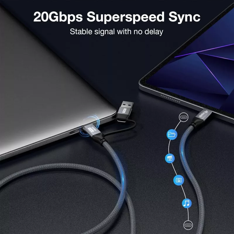 Equip 128432 USB-kaapeli USB 3.2 Gen 2x2 2 m USB A/USB C USB C musta