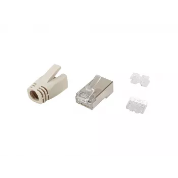 Equip Cat.6A RJ45 suojattu liitinsarja 100 kpl ruostumaton teräs läpinäkyvä valkoinen