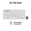 Kompakti mininäppäimistö Logitech Pebble Keys 2 K380s — RF langaton + Bluetooth, QWERTY US International, valkoinen