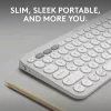 Kompakti mininäppäimistö Logitech Pebble Keys 2 K380s — RF langaton + Bluetooth, QWERTY US International, valkoinen