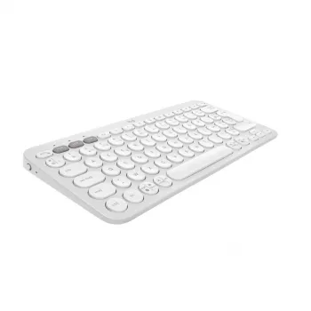 Kompakti mininäppäimistö Logitech Pebble Keys 2 K380s — RF langaton + Bluetooth, QWERTY US International, valkoinen