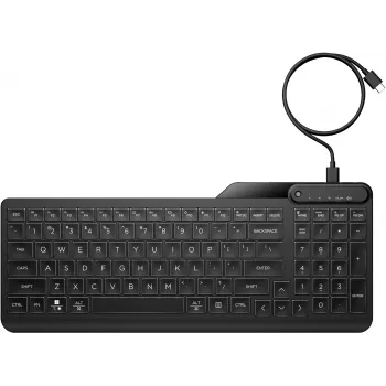 HP 405 monilaite taustavalaistu langallinen näppäimistö, täysikokoinen (100%), langallinen, USB, kalvo, QWERTY, musta