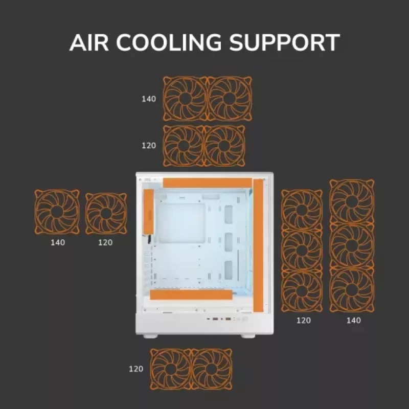 COUGAR Airface Pure PRO Midi-tornikotelo, ARGB, musta