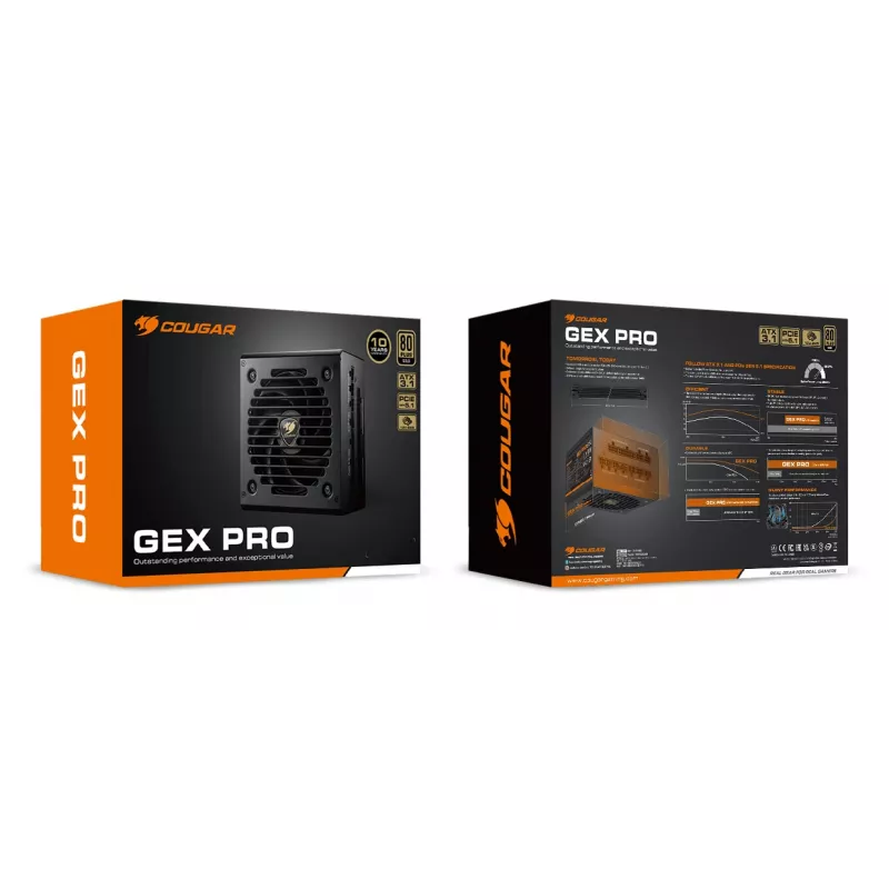 COUGAR virtalähde GEX PRO 650W ATX3.1 / 80 Plus Gold / modulaarinen