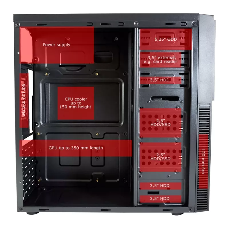 PC-kotelo LC-Power LC-7041B-ON Midi Tower musta