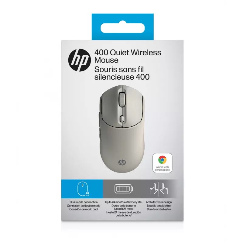 HP 400 hiljainen vaahteranvärinen langaton hiiri, molempikätinen, RF Wireless + Bluetooth, 6000 DPI, beige