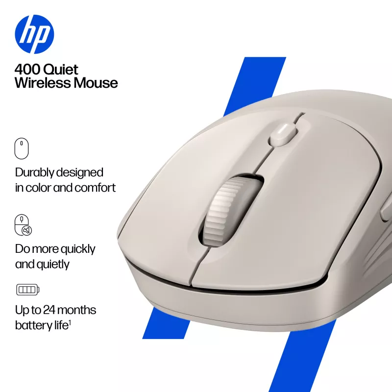 HP 400 hiljainen vaahteranvärinen langaton hiiri, molempikätinen, RF Wireless + Bluetooth, 6000 DPI, beige