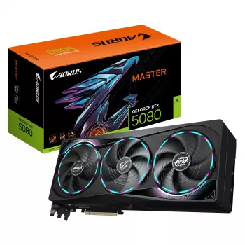 GIGABYTE AORUS GeForce RTX 5080 MASTER 16G -näytönohjain - 16GB GDDR7, 256bit, PCI-E 5.0, 2805MHz Core Clock, 3 x DisplayPort, 1 x HDMI, GV-N5080AORUS M-16GD