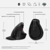 HP 920 ergonominen langaton hiiri, oikeakätinen, pystysuunnittelu, Bluetooth + USB Type-A, 4000 DPI, musta