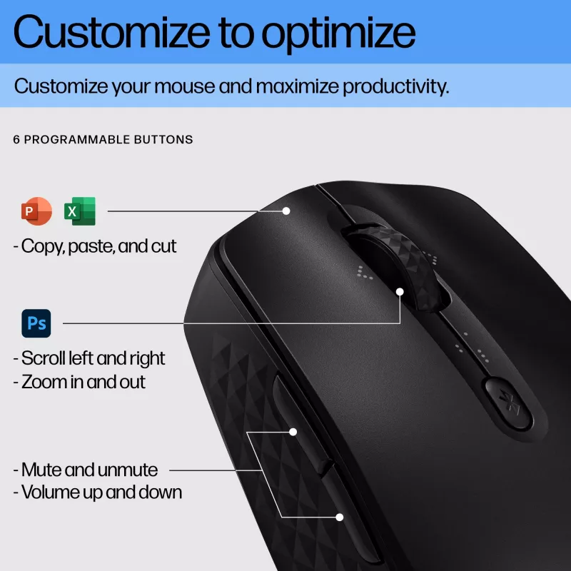 HP 420 ohjelmoitava Bluetooth-hiiri, molempikätinen, Bluetooth, 4000 DPI, musta