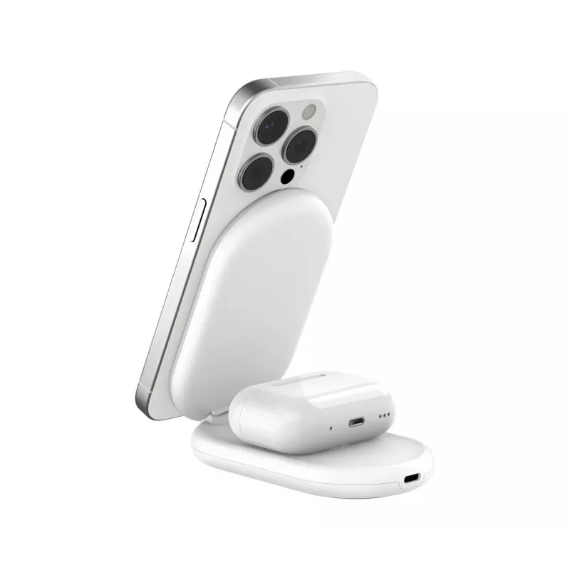 BELKIN Boostcharge Qi2 15w Magnetic 2in1 -teline – valkoinen