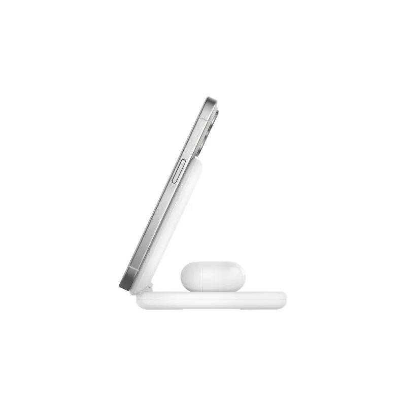 BELKIN Boostcharge Qi2 15w Magnetic 2in1 -teline – valkoinen