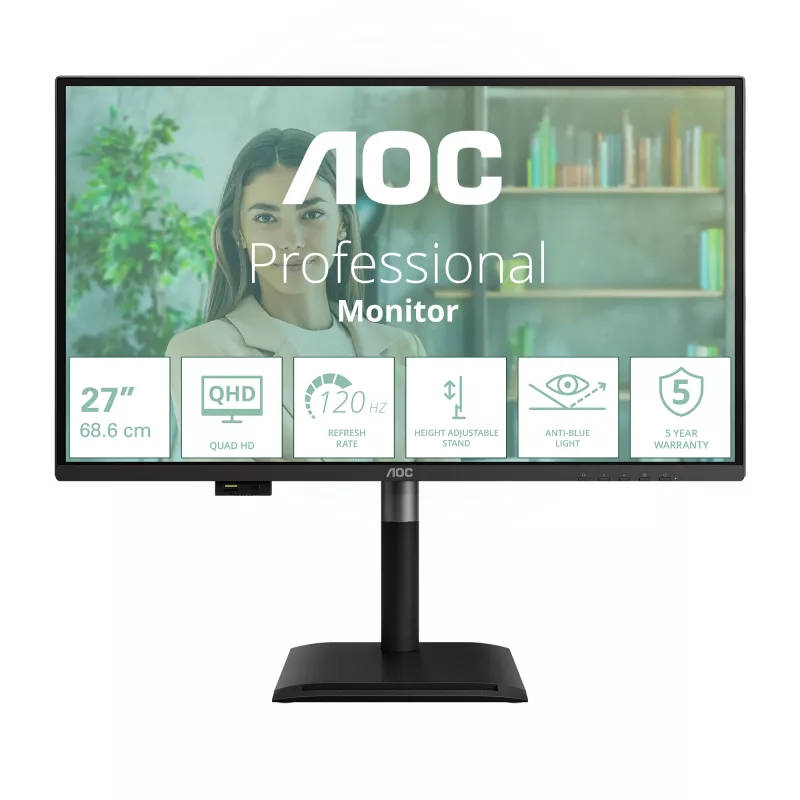 AOC Q27P4U -tietokonenäyttö 68,6 cm (27 inch) 2560 x 1440 pikseliä Wide Quad HD musta