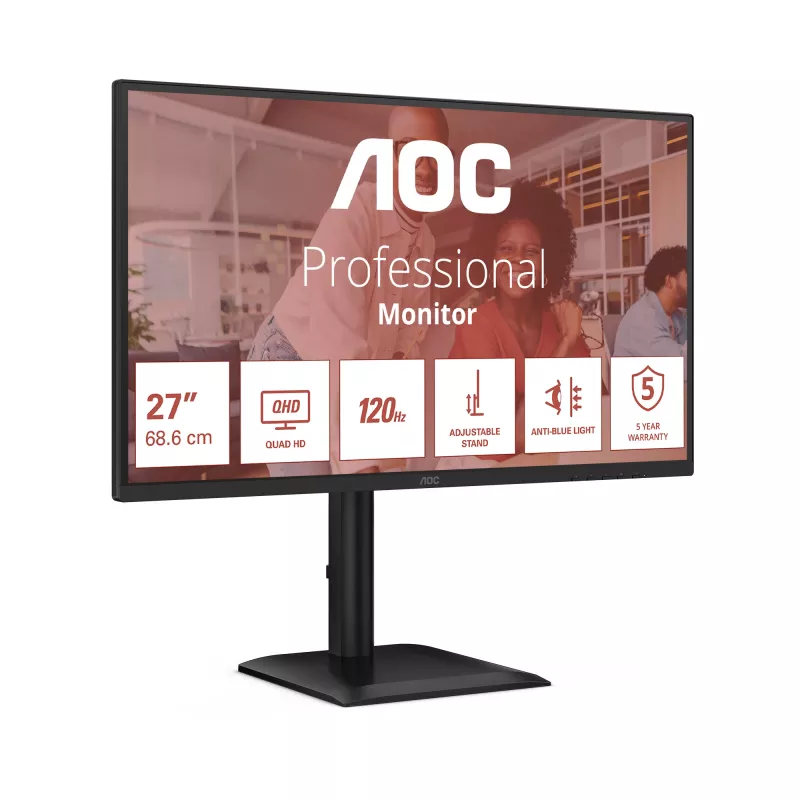 AOC E4 Q27E4CV -tietokonenäyttö 68,6 cm (27 inch) 2560 x 1440 pikseliä Quad HD LED musta