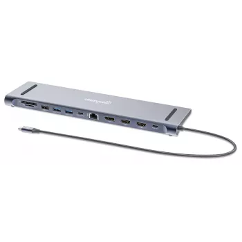 Telakka/keskitin Manhattan USB-C 10 porttia 4K 60Hz Power Delivery