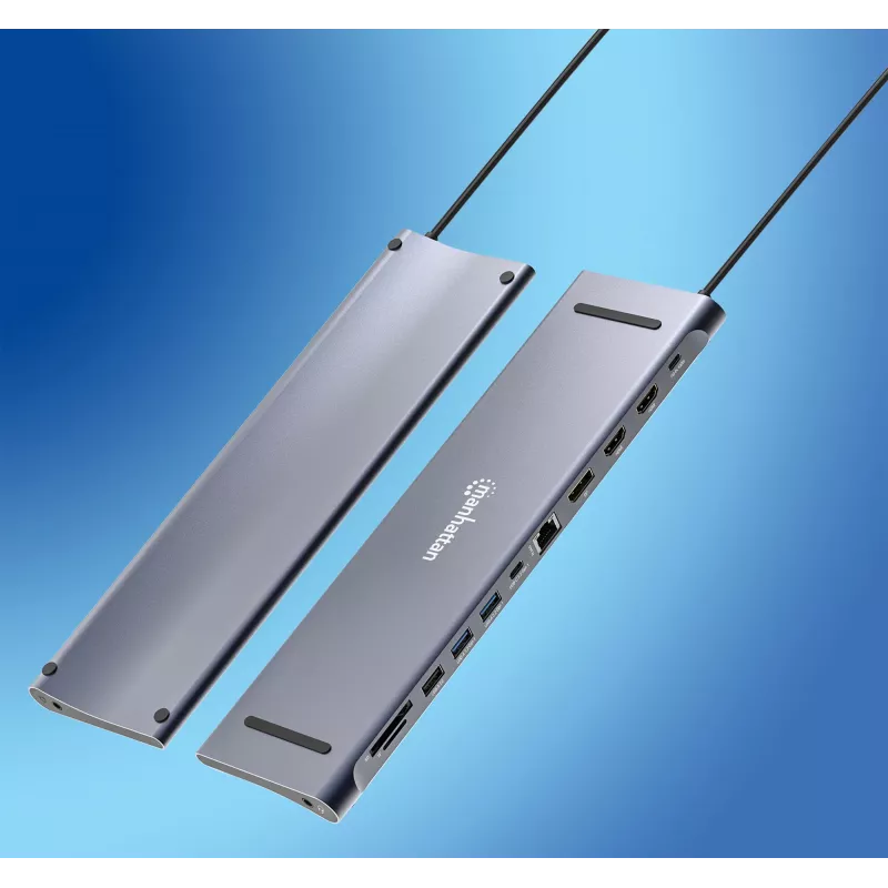 Telakka/keskitin Manhattan USB-C 10 porttia 4K 60Hz Power Delivery