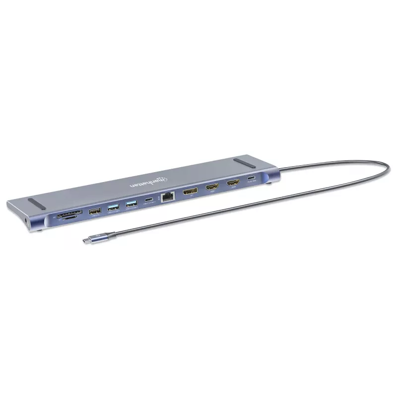 Telakka/keskitin Manhattan USB-C 10 porttia 4K 60Hz Power Delivery