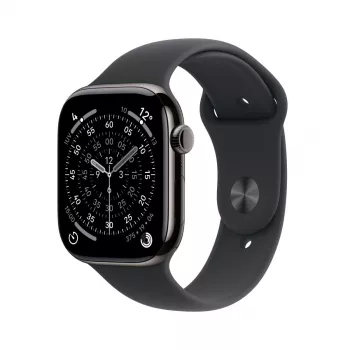 APPLE Watch Series 11 GPS + Cellular 46mm liuskekivi titaani kotelo mustalla urheilurannikkeella S/M