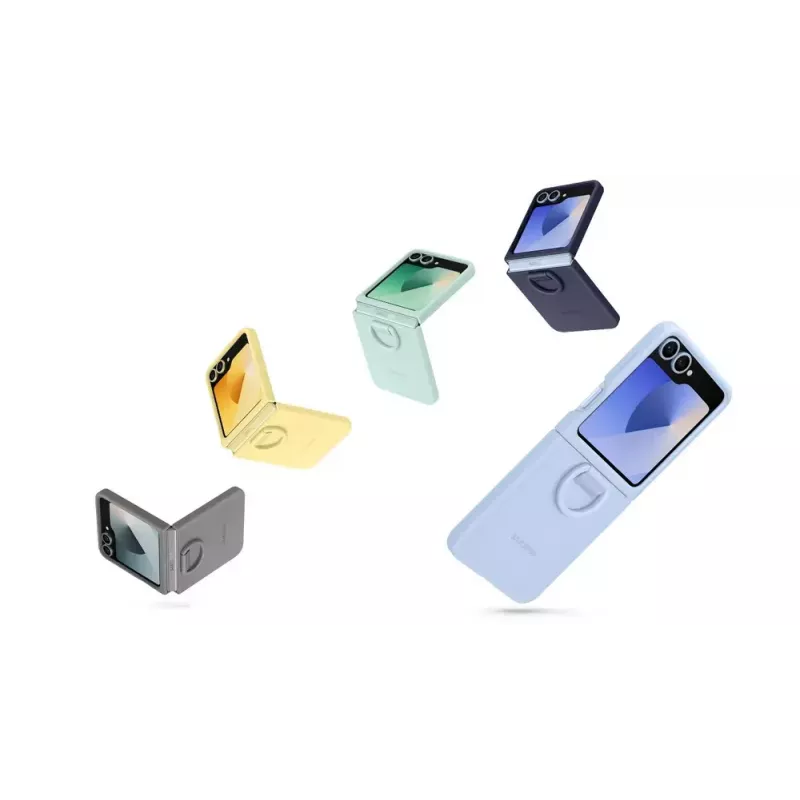 Samsung EF-PF741TJEGWW silikonikuori sormuksella Galaxy Z Flip6 -puhelimeen, harmaa