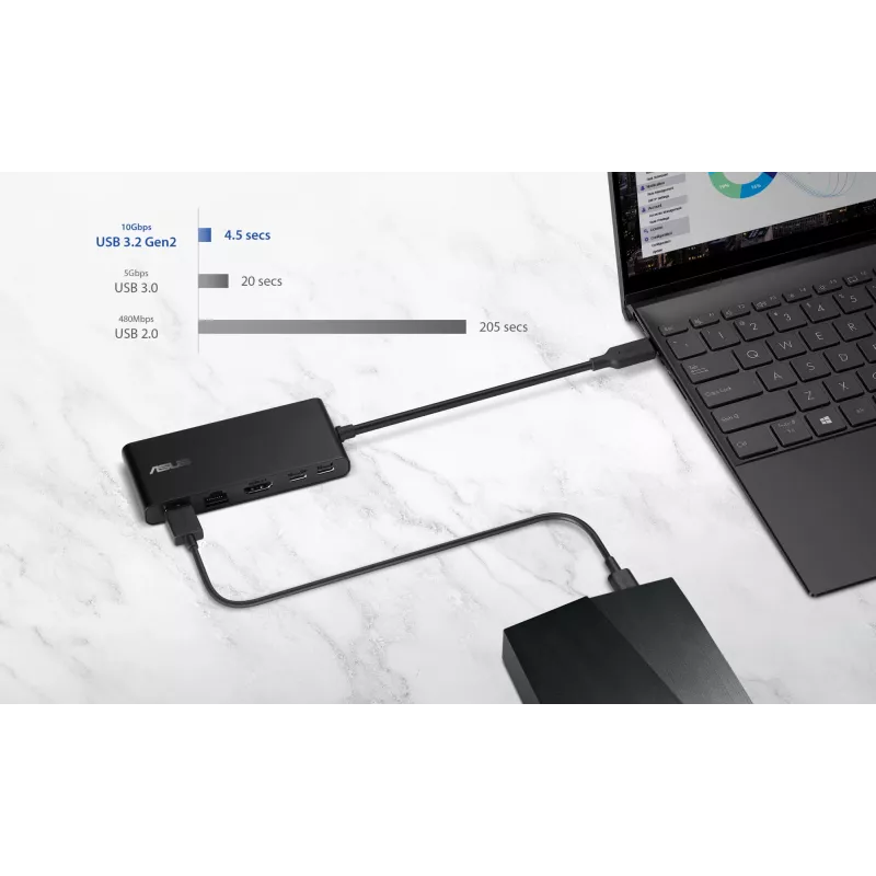 ASUS Dual 4K USB-C -telakka DC201 johdollinen USB 3.2 Gen 2 (3.1 Gen 2) Type-C musta