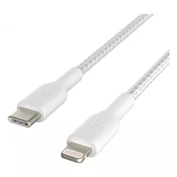 BELKIN Lightning-USB-C-kaapeli punottu 1m valkoinen