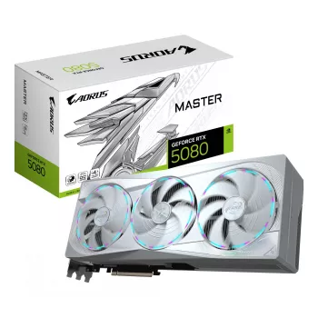 Näytönohjain GIGABYTE AORUS GeForce RTX 5080 MASTER ICE 16G — 16GB GDDR7, 256-bittinen, PCIe 5.0, 2805 MHz
