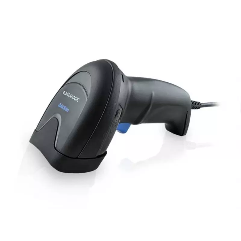 DATALOGIC QuickScan Lite 2500 2D-kuvauslaite-sarja spiraalikaapelilla USB + jalusta musta