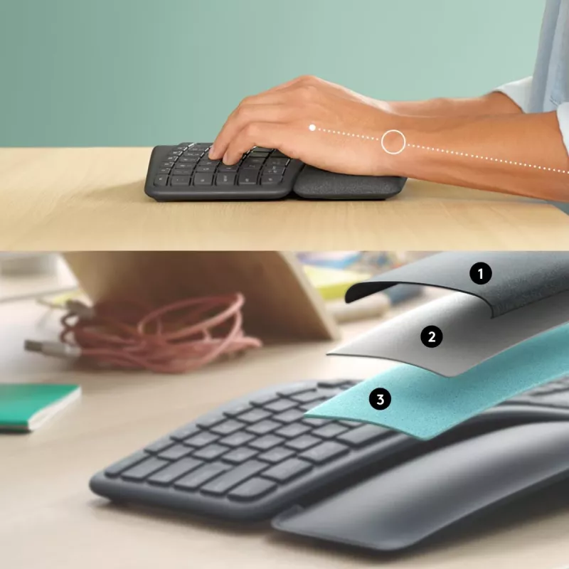 LOGITECH Ergo K860 - langaton jaettu näppäimistö grafiitti Qwerty US/International