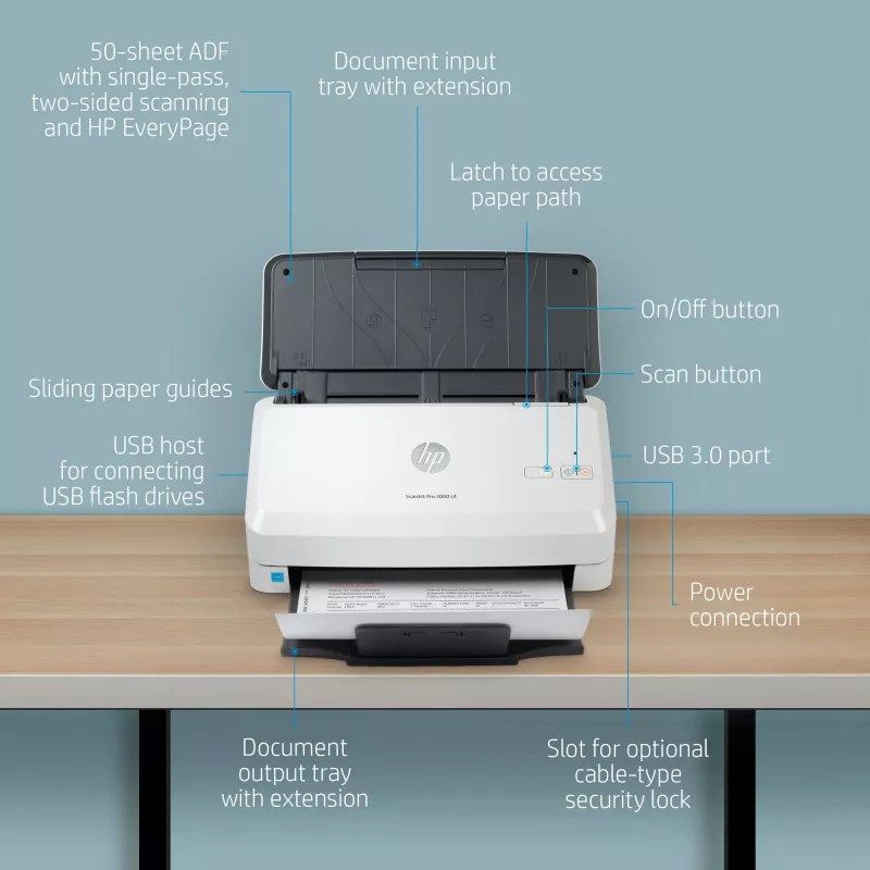 HP Scanjet Pro 3000 s4 arkinsyöttöskanneri 600 x 600 DPI A4 musta, valkoinen