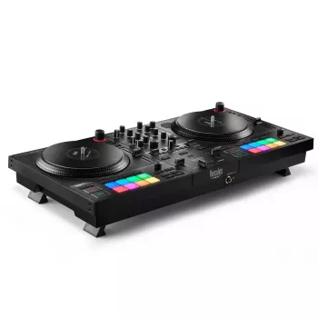 Hercules INPULSE T7 musta DJ-kontrolleri – 3,5 mm/6,35 mm kuulokkeet, USB-kaapeli, 652×350×90 mm