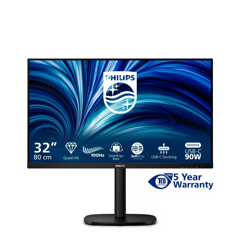 Philips 32B2U3601/00 tietokonenäyttö 80 cm (31,5 tuuman) 2560 x 1440 pikseliä Quad HD LCD musta