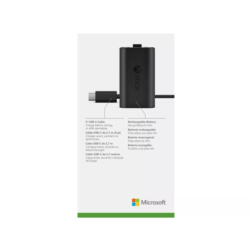 Microsoft Xbox Play & Charge Kit (SXW-00002) ladattava akku USB-C-kaapelilla, musta