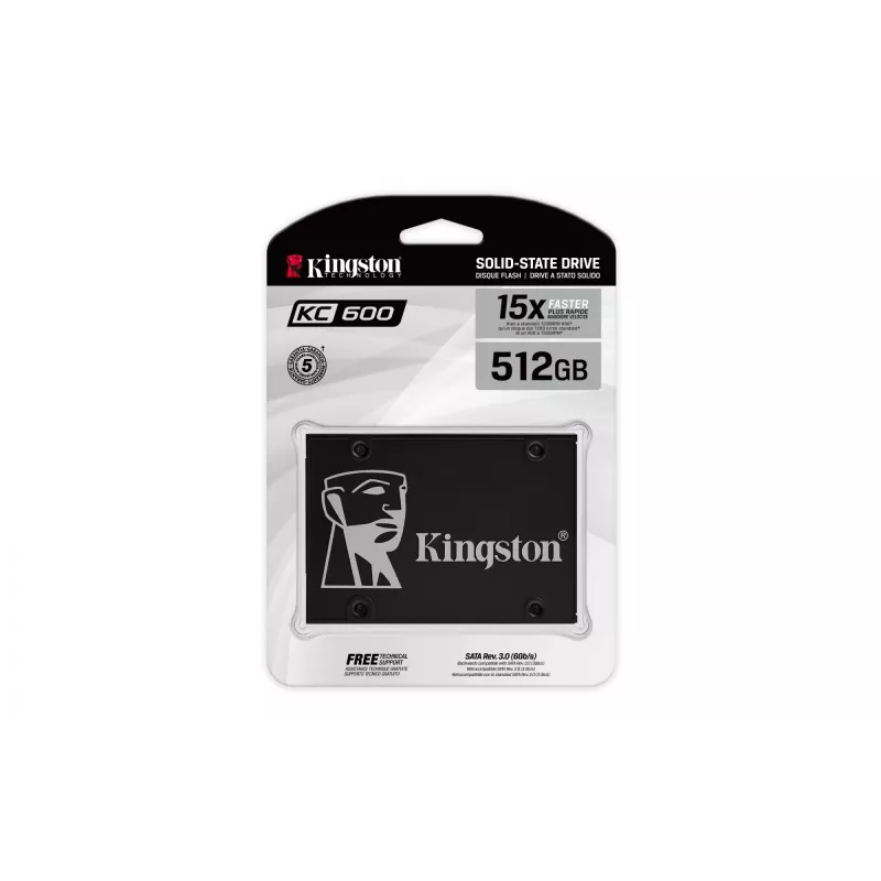 Kingston Technology 512G SSD KC600 SATA3 2.5 tuuman, 512 GB, 2.5 tuuman, 550 MB/s, 6 Gbit/s