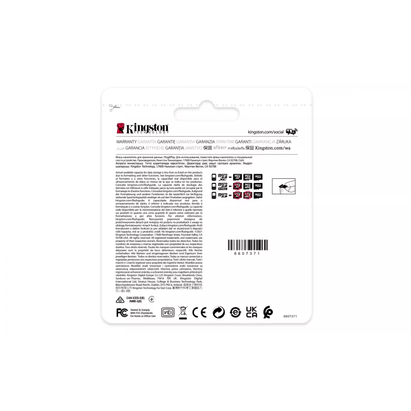 Kingston Technology 8GB microSDHC Industrial C10 A1 pSLC -kortti yksittäispakkaus ilman adapteria