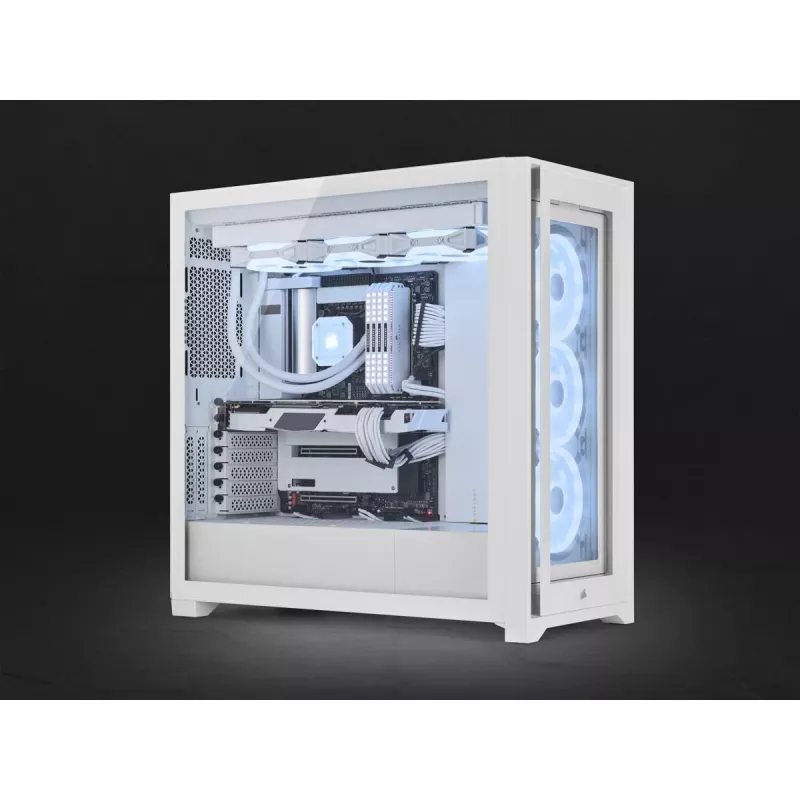 CORSAIR Mid-Tower Smart Case - iCUE 5000X - RGB QL Edition Tempered Glass True - valkoinen