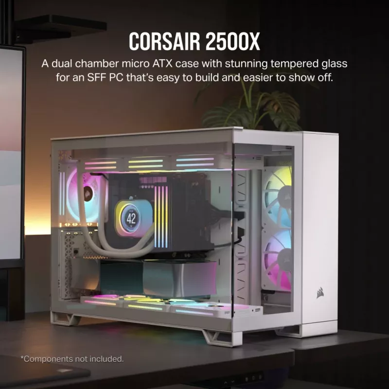CORSAIR PC-kotelo – 2500X Mid-Tower Dual Chamber PC-kotelo – valkoinen