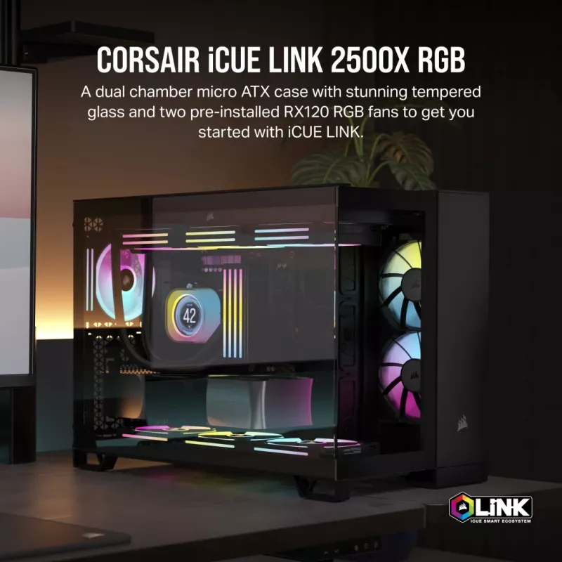CORSAIR PC-kotelo - iCUE Link 2500X RGB Micro ATX Dual Chamber musta