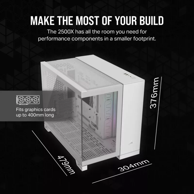 CORSAIR PC-kotelo – iCUE LINK 2500X RGB Micro-ATX Dual-Chamber valkoinen