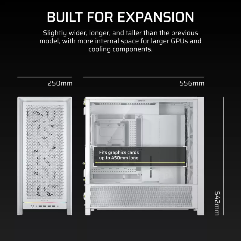 CORSAIR PC-kotelo - Frame 5000D RS High-Airflow Mid-Tower PC-kotelo - valkoinen