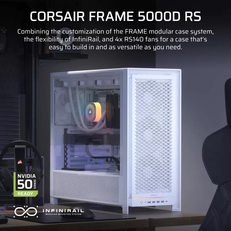 CORSAIR PC-kotelo - Frame 5000D RS High-Airflow Mid-Tower PC-kotelo - valkoinen