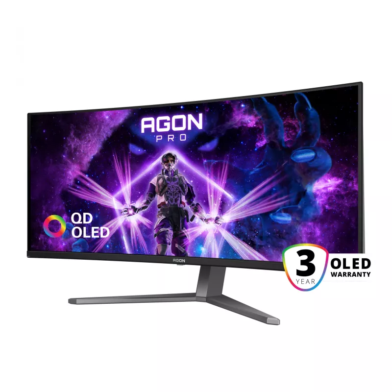 AOC AGON PRO AG346UCD tietokonenäyttö 86,4 cm (34 inch) 3440 x 1440 pikseliä Wide Quad HD QD-OLED musta, harmaa