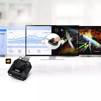 ATEN 2-porttinen USB 4K HDMI KVM-kytkin kaukosäätimellä portin valintaan