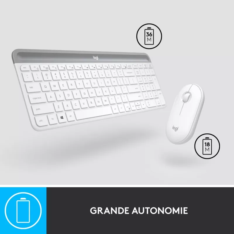 LOGITECH ohut langaton näppäimistö ja hiiri -yhdistelmä Mk470 - offwhite - Azerty ranska