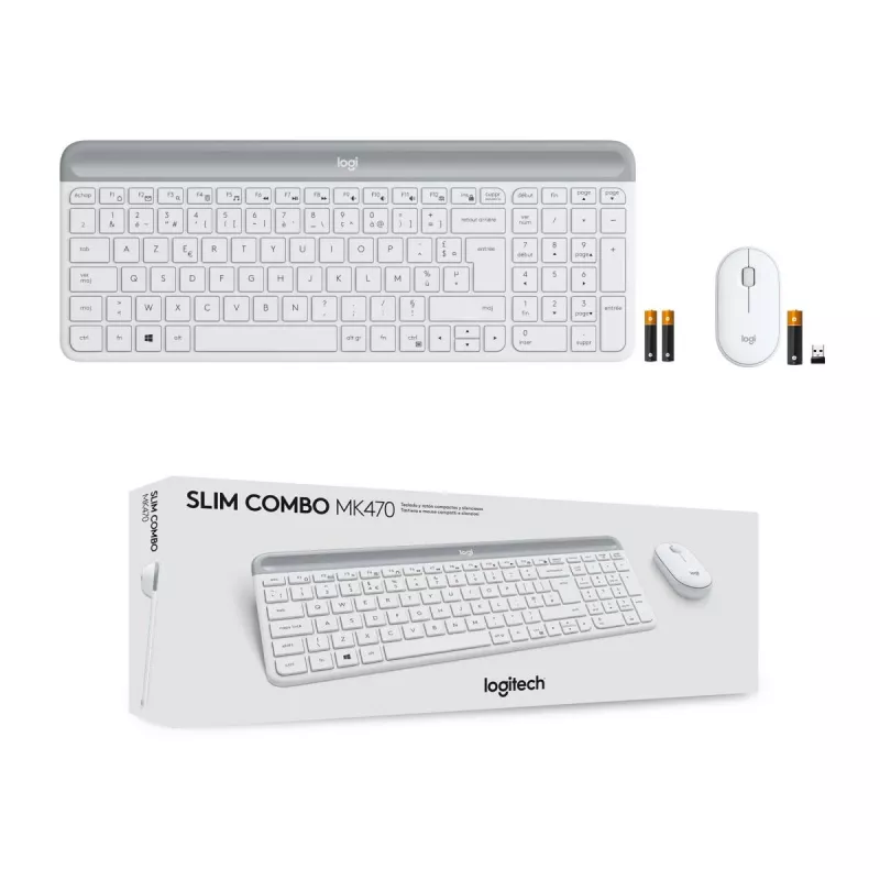LOGITECH ohut langaton näppäimistö ja hiiri -yhdistelmä Mk470 - offwhite - Azerty ranska