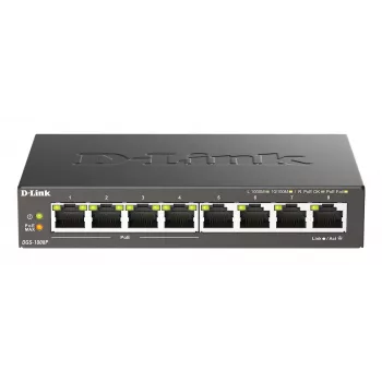 Hallitsematon kytkin D-Link DGS-1008P/E, L2, 8 porttia, PoE